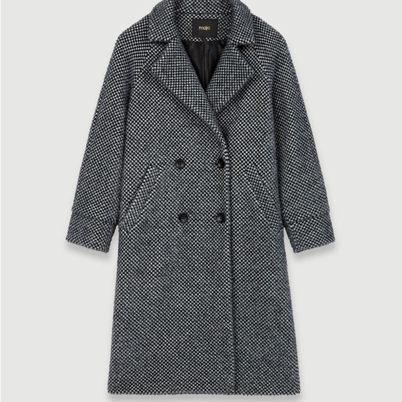 Maje NEW Gabyne Checked Tricotine Coat - Picture 1 of 4